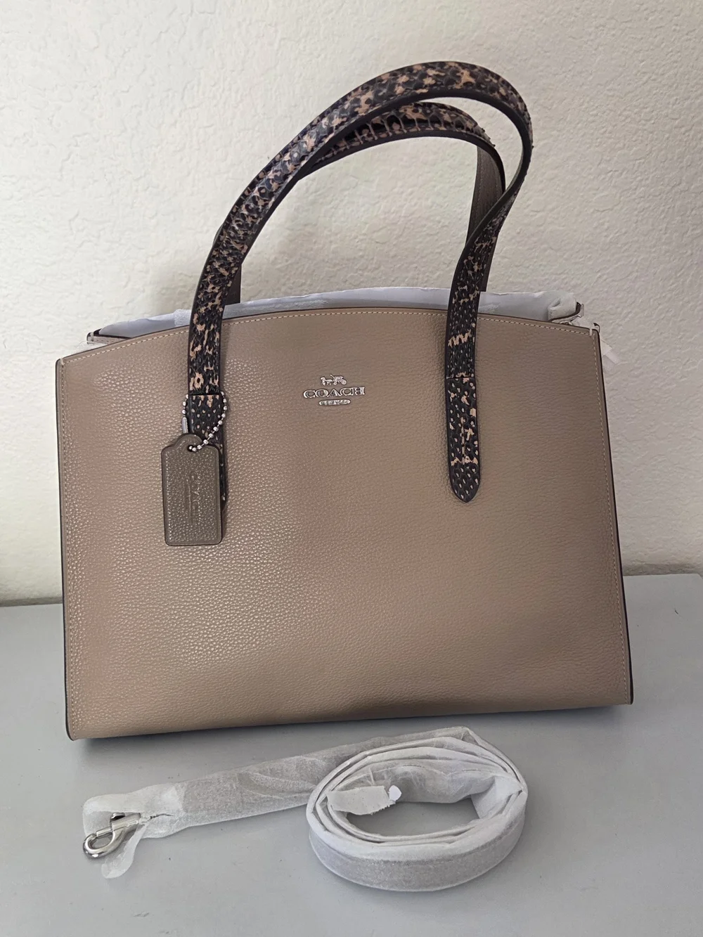 Coach Charlie Carryall with Colorblock Snakeskin Crossbody